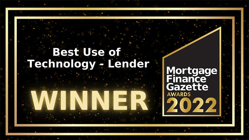 Mortgage Finance Gazette Awards 2022 winner Best Use of Technology - Lender award badge